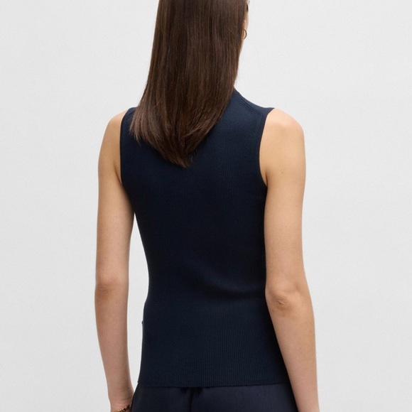 Boss Hugo Boss Ribbed Knit Top, Size XS, Color Navy Blue - Picture 3 of 10